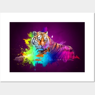 Colorburst tiger in purple Posters and Art